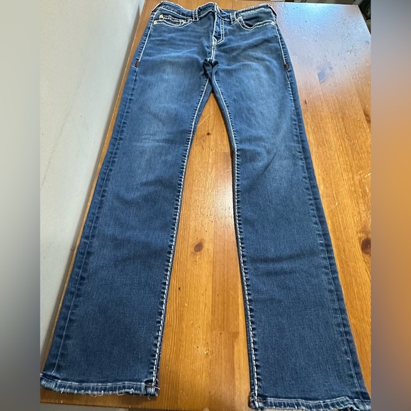 True Religion Classic Blue Mid Rise Straight Leg Jeans - Picture 1 of 15
